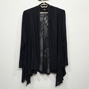 Womens Black Lace Cardigan Plus Size 2X Sheer Open Front Romantic Whimsigoth